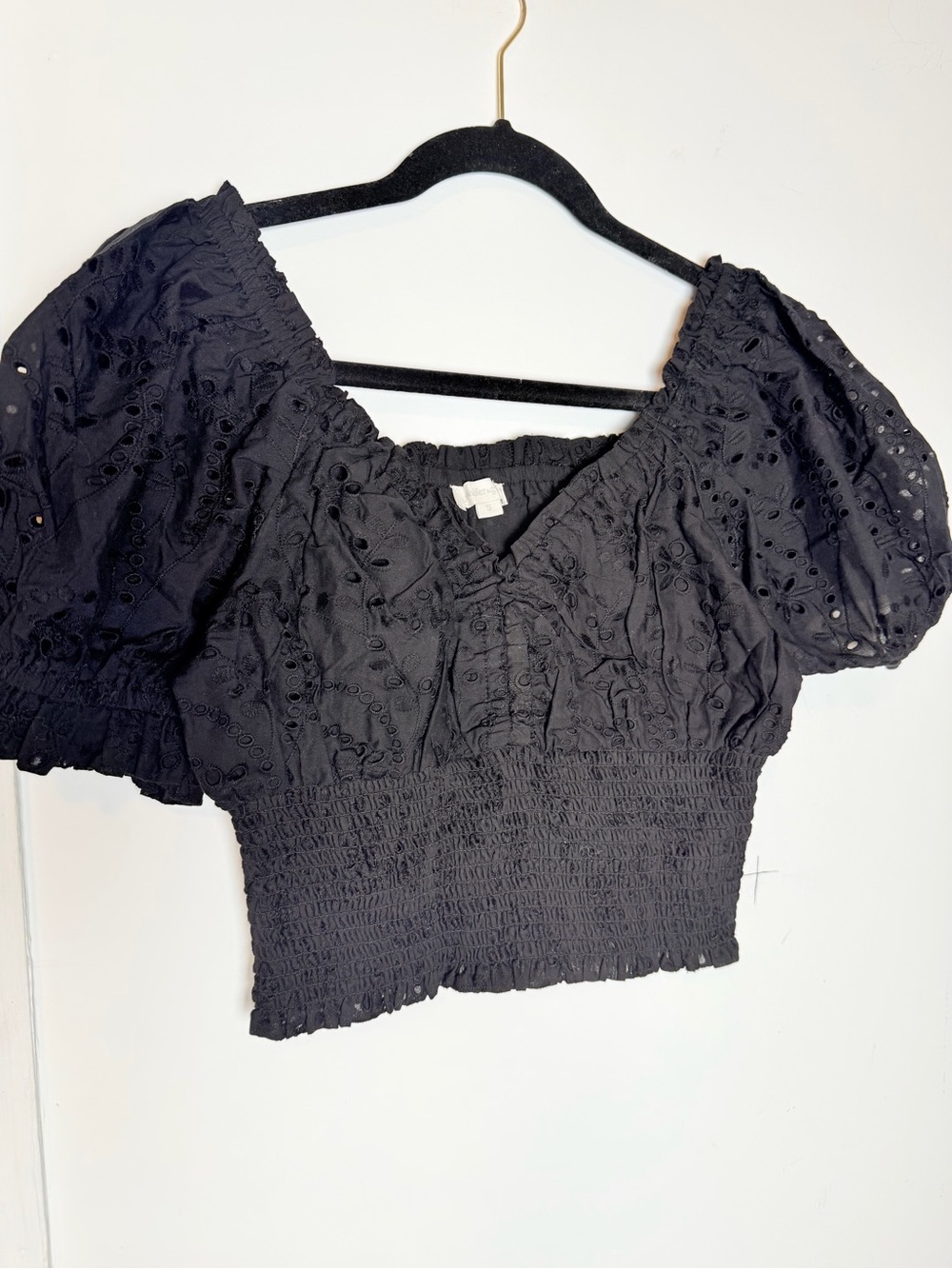 Smocked beautiful set Crop Top - Black